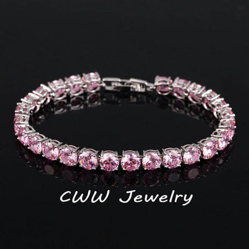 Latest Design White Gold Color Round 0.5 carat AAA+ Cubic Zirconia Simulated Diamonds Tennis Bracelets - The Jewellery Supermarket